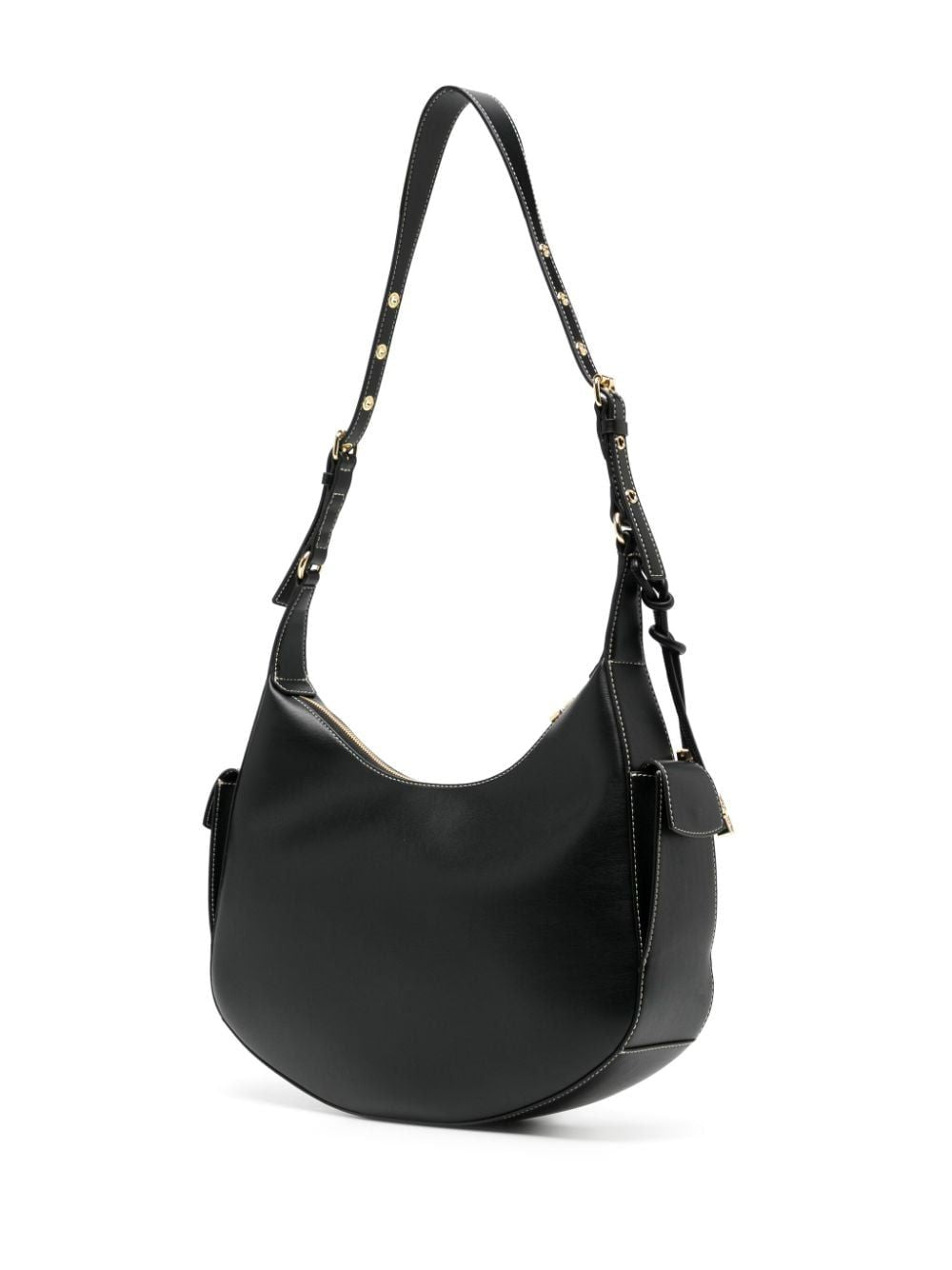 GANNI Mini Half Moon Handbag with Elegant Gold Accents