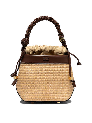 GANNI Chic Beige Mini Bucket Crossbody Bag