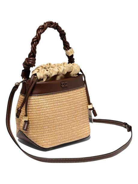 GANNI Chic Beige Mini Bucket Crossbody Bag