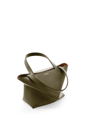 LOEWE Mini Puzzle Fold Brown Calf Leather Tote for Women