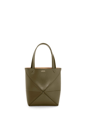 LOEWE Mini Puzzle Fold Brown Calf Leather Tote for Women