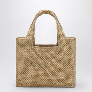 LOEWE Natural Raffia Small Tote with Leather Accents