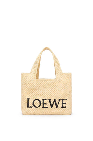 LOEWE Small Beige Raphia & Calfskin Tote Bag for Women SS24