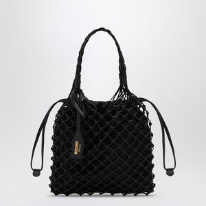 MOSCHINO COUTURE Mini Black Nappa Handbag with Woven Handle