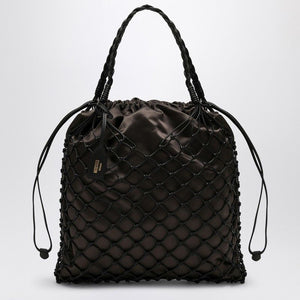 MOSCHINO COUTURE Large Brown Nappa Handbag with Woven Handle