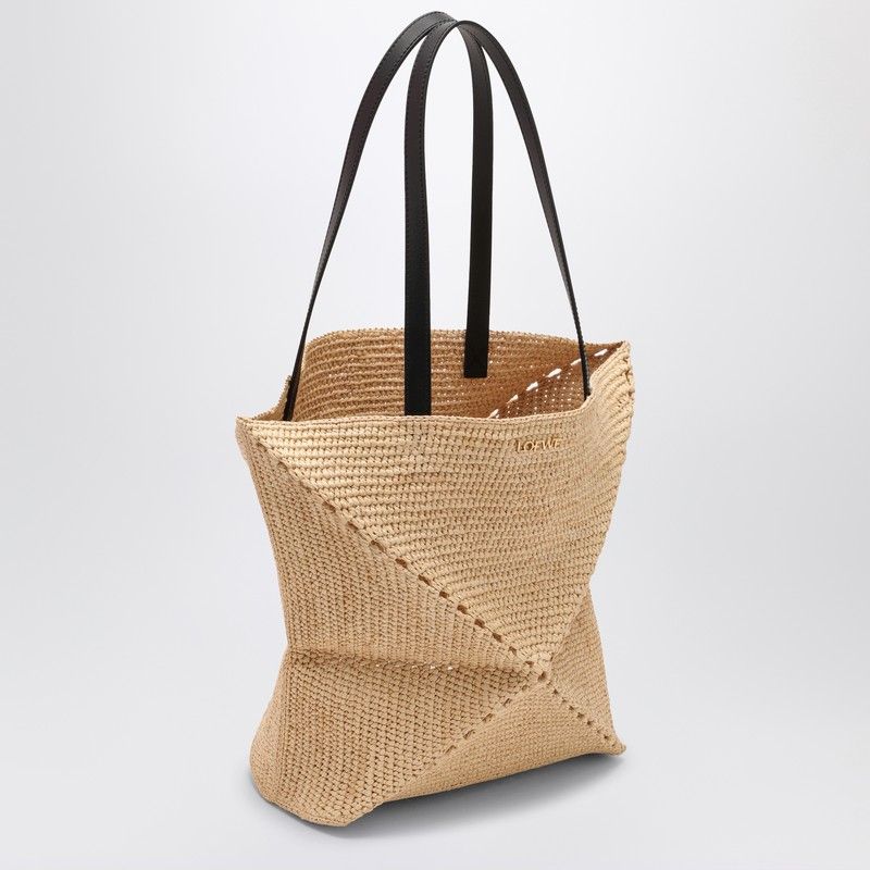 LOEWE Mini Natural Raffia Puzzle Fold Tote Handbag