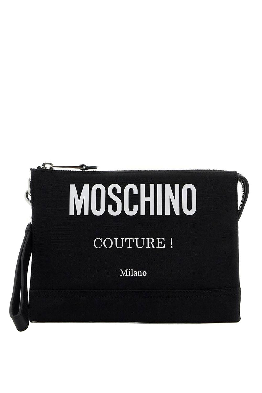 MOSCHINO COUTURE Nylon Logo Zip Pouch Handbag