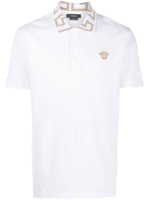 VERSACE Men's Greek Collar Polo Shirt in Mixed Colours