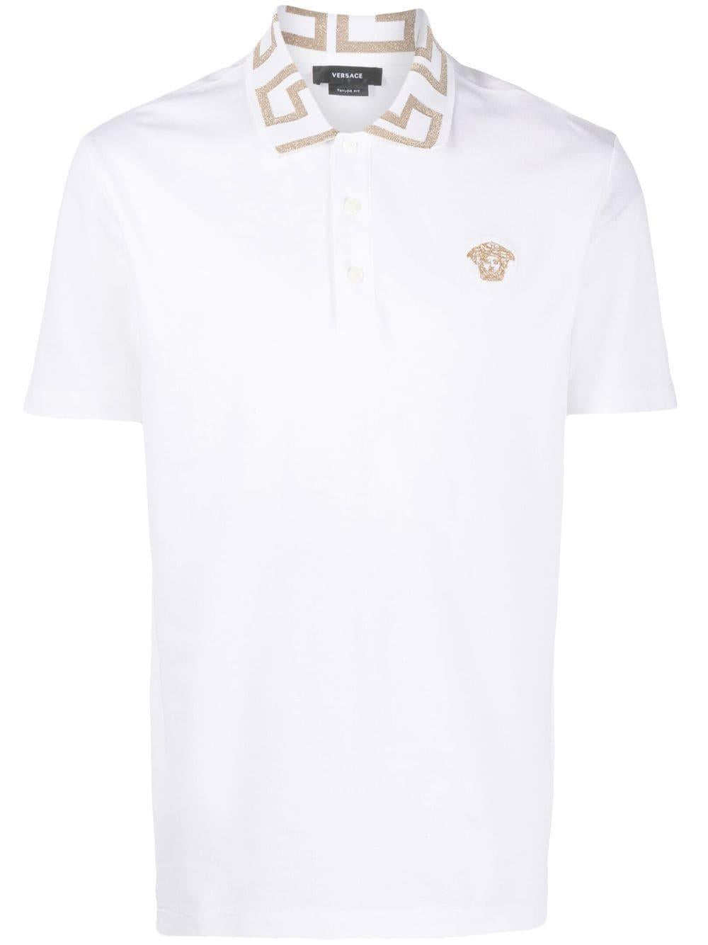 VERSACE Men's Greek Collar Polo Shirt in Mixed Colours