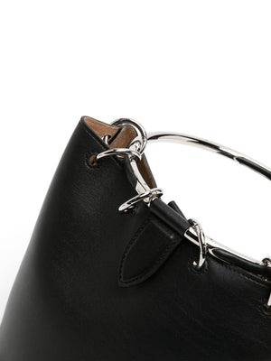 ALAIA Elegant Medium Leather Bucket Bag with Ring Detail