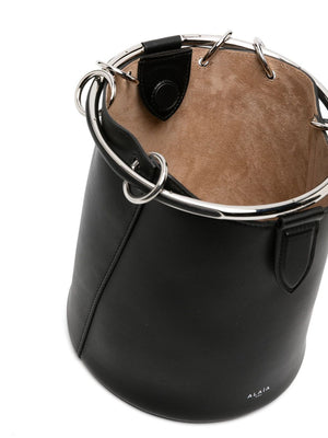 ALAIA Elegant Medium Leather Bucket Bag with Ring Detail