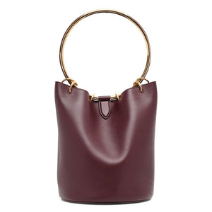 ALAIA Chocolate Leather Mini Bucket Bag