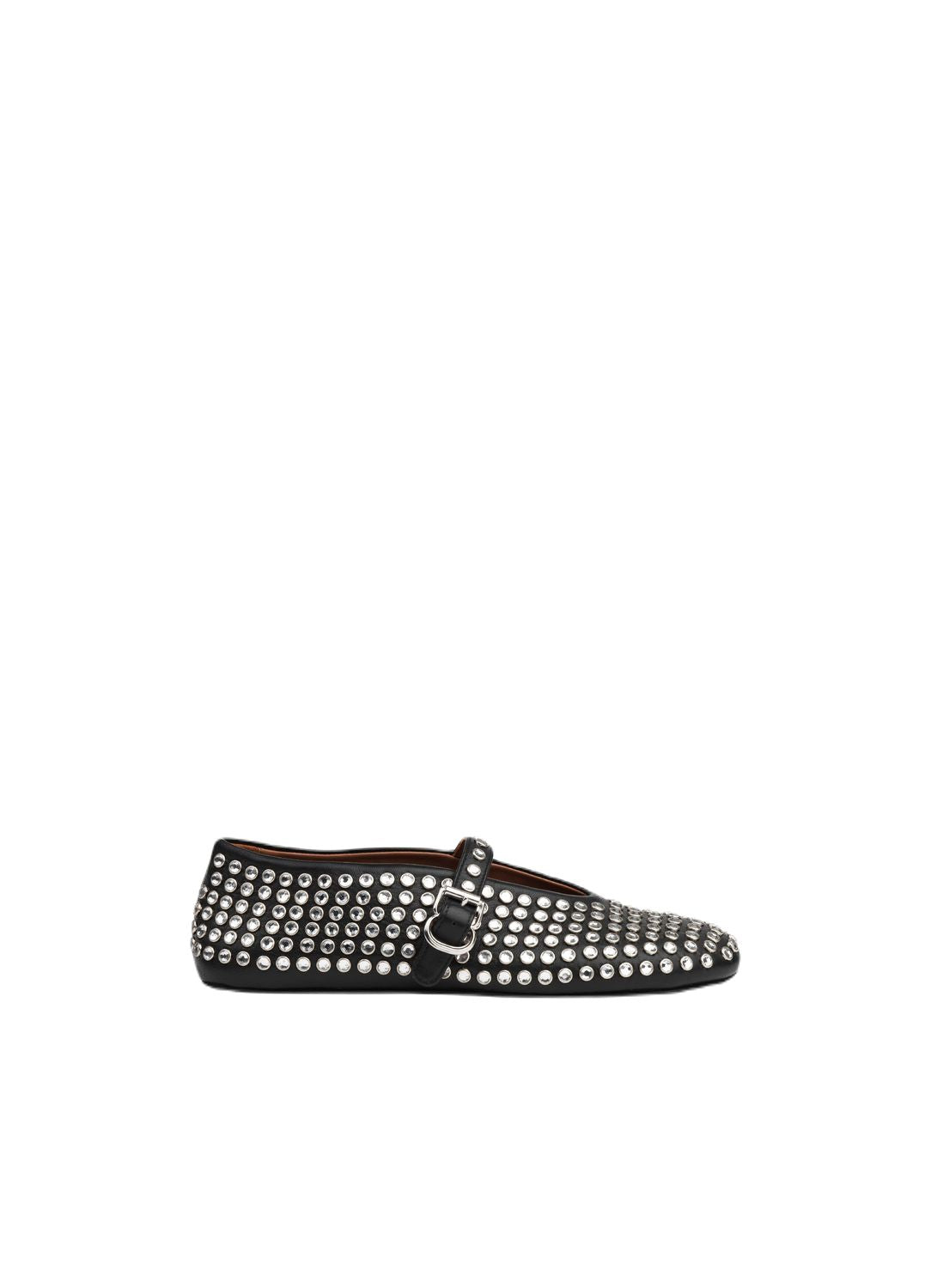 ALAIA Black Strass Lambskin Ballet Flats for Women - SS24