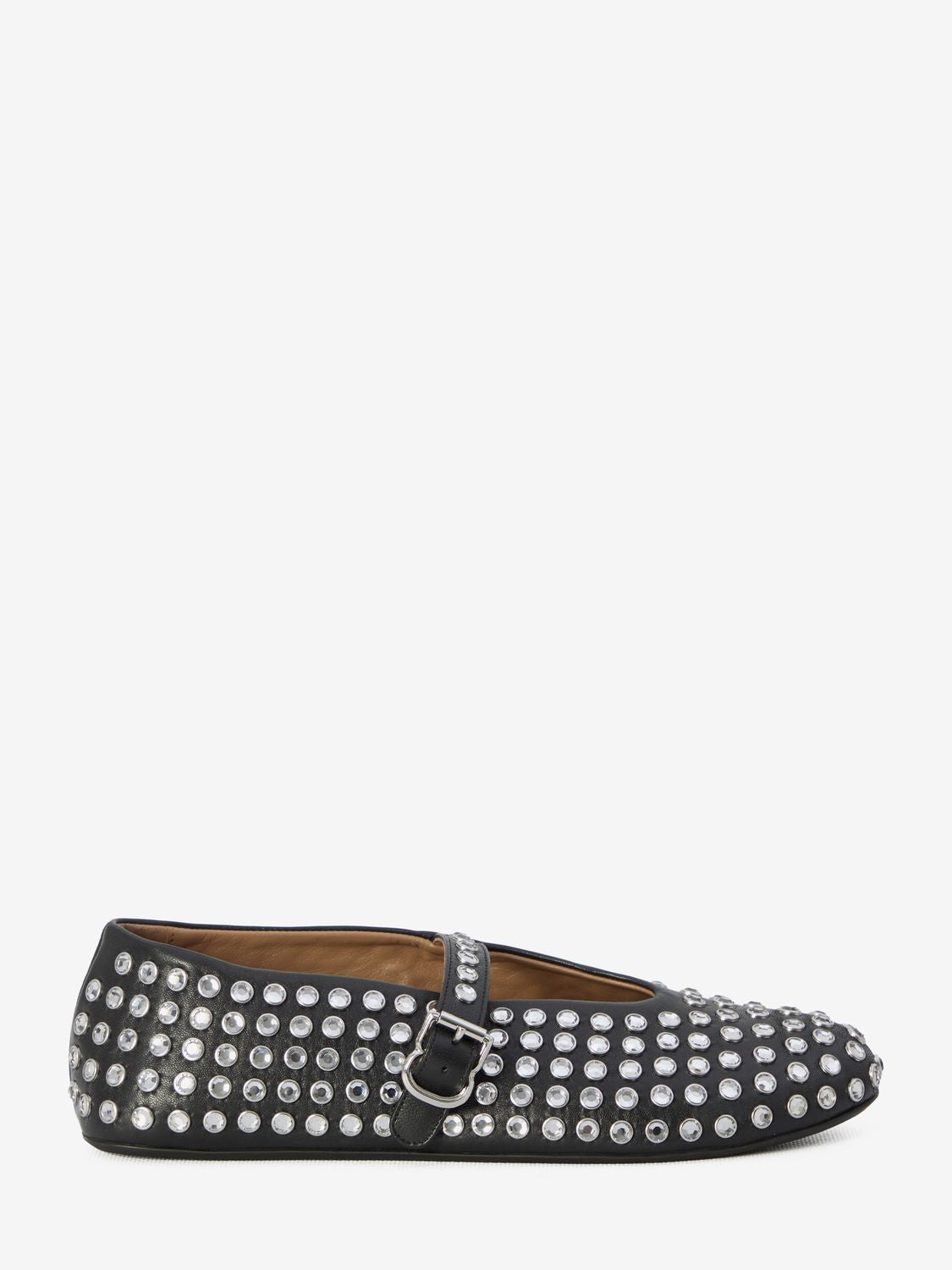 ALAIA Black Strass Lambskin Ballet Flats for Women - SS24