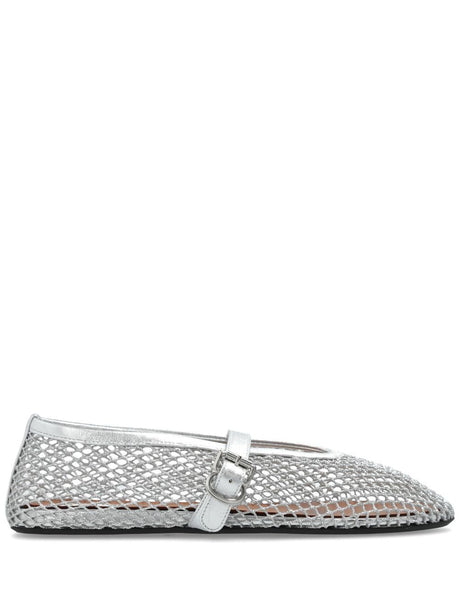 ALAIA Fishnet Ballerina Flats with Adjustable Strap