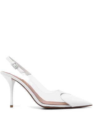 ALAIA Heart-Cut Out Pointed Toe Pumps with Back Buckle Strap - 90MM Heel