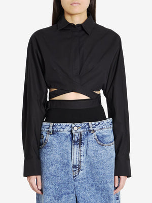 ALAIA Mini Black Shirt with Waist Tie for Women