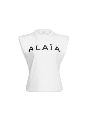 ALAIA Sleeveless Logo Cotton T-shirt