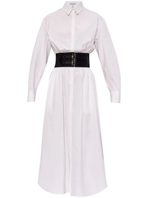 ALAIA Elegant Cotton Poplin Mini Dress with Leather Belt