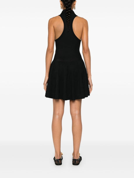 ALAIA Short Black Knit Mini Skater Dress