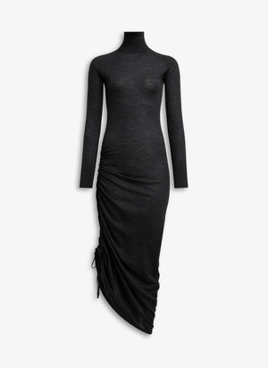 ALAIA Sheer Wool Knit Draped Dress - Mini Length