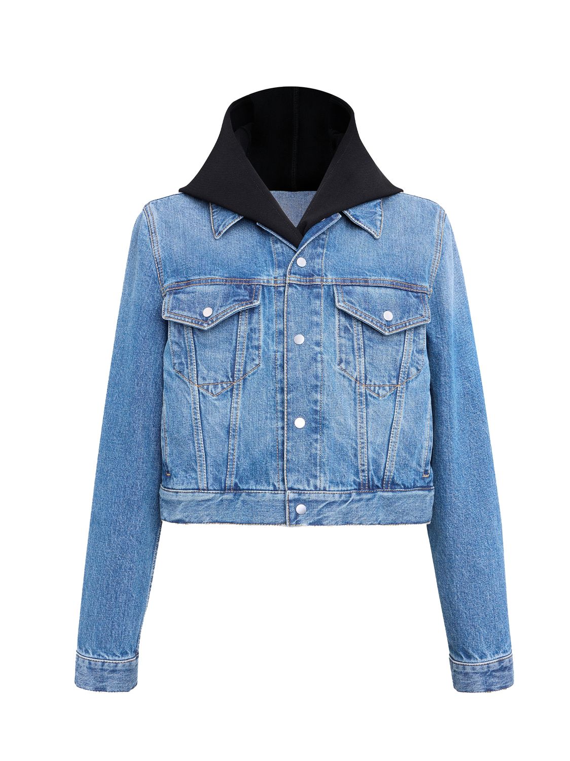 ALAIA Vintage Denim Jacket with Knit Hood for Women