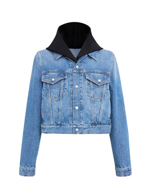 ALAIA Vintage Denim Jacket with Knit Hood for Women