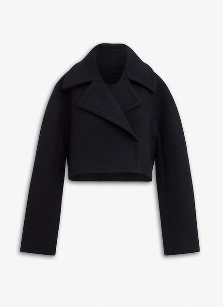 ALAIA Fitted Cut Mini Pea Jacket with Wide Collar