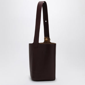 LOEWE Black Calfskin Leather Medium Bucket Handbag with Gold-Tone Accents and Adjustable Strap