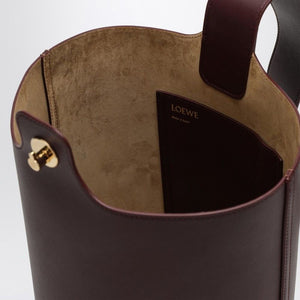 LOEWE Black Calfskin Leather Medium Bucket Handbag with Gold-Tone Accents and Adjustable Strap