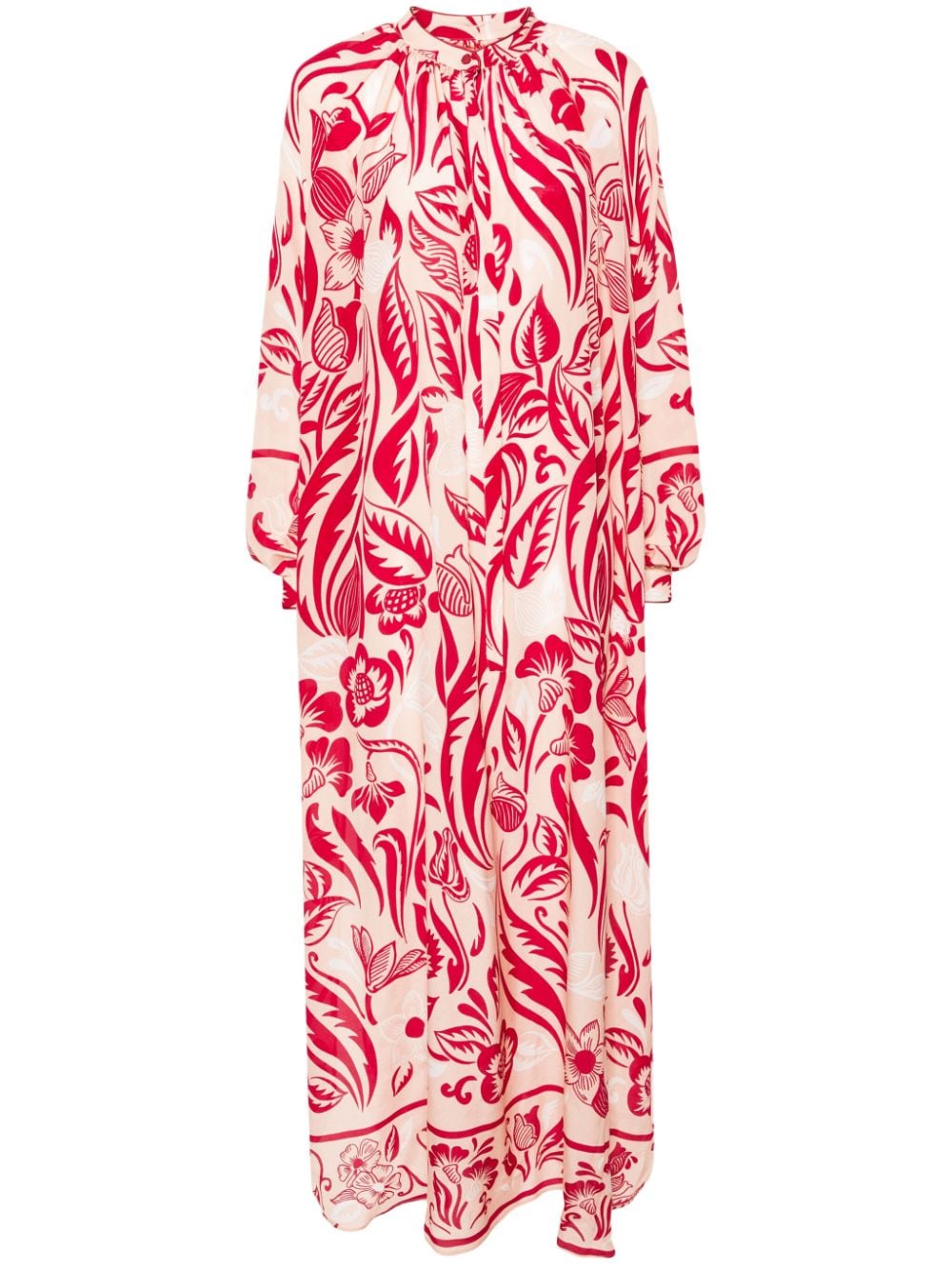 F.R.S FOR RESTLESS SLEEPERS Floral Printed Long Dress with Detachable Scarf and Band Collar