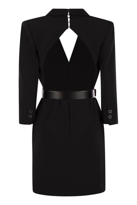 ELISABETTA FRANCHI Elegant Black Cut Out Back Robe-Manteau for Women for SS24 Season