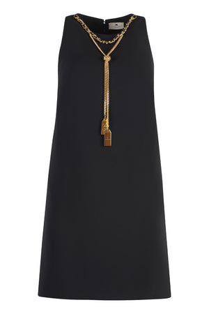 ELISABETTA FRANCHI Chic Long Black Dress with Chain Detail for Women