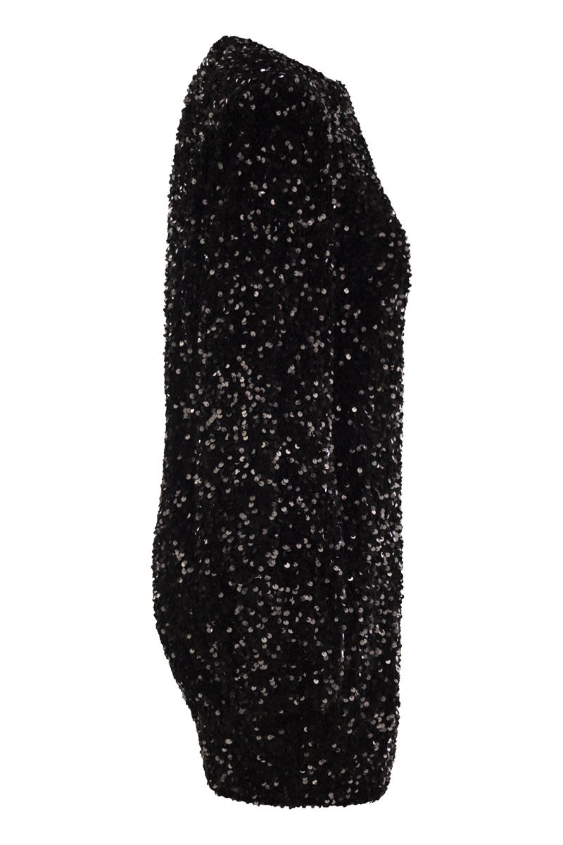 ELISABETTA FRANCHI Chic Boxy Mini Dress with Embroidery and Sequins