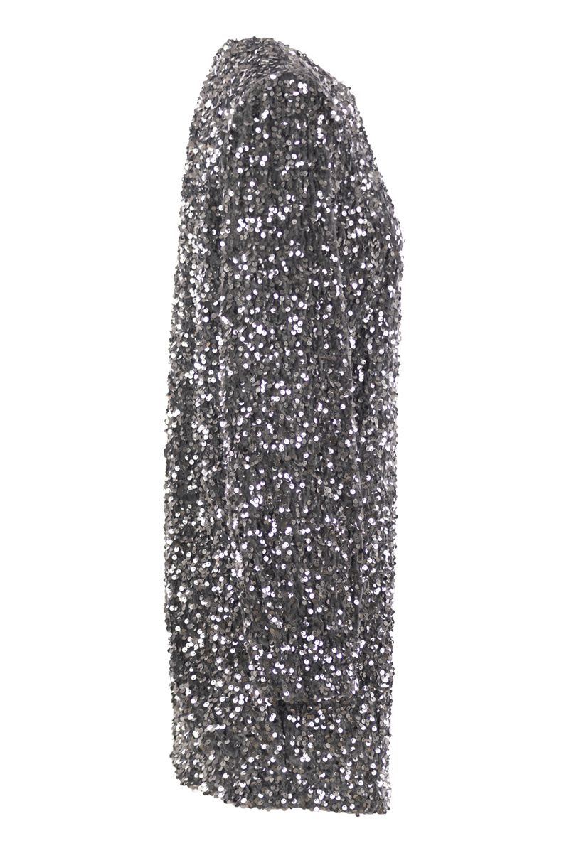 ELISABETTA FRANCHI Chic Boxy Mini Dress with Embroidery and Sequins