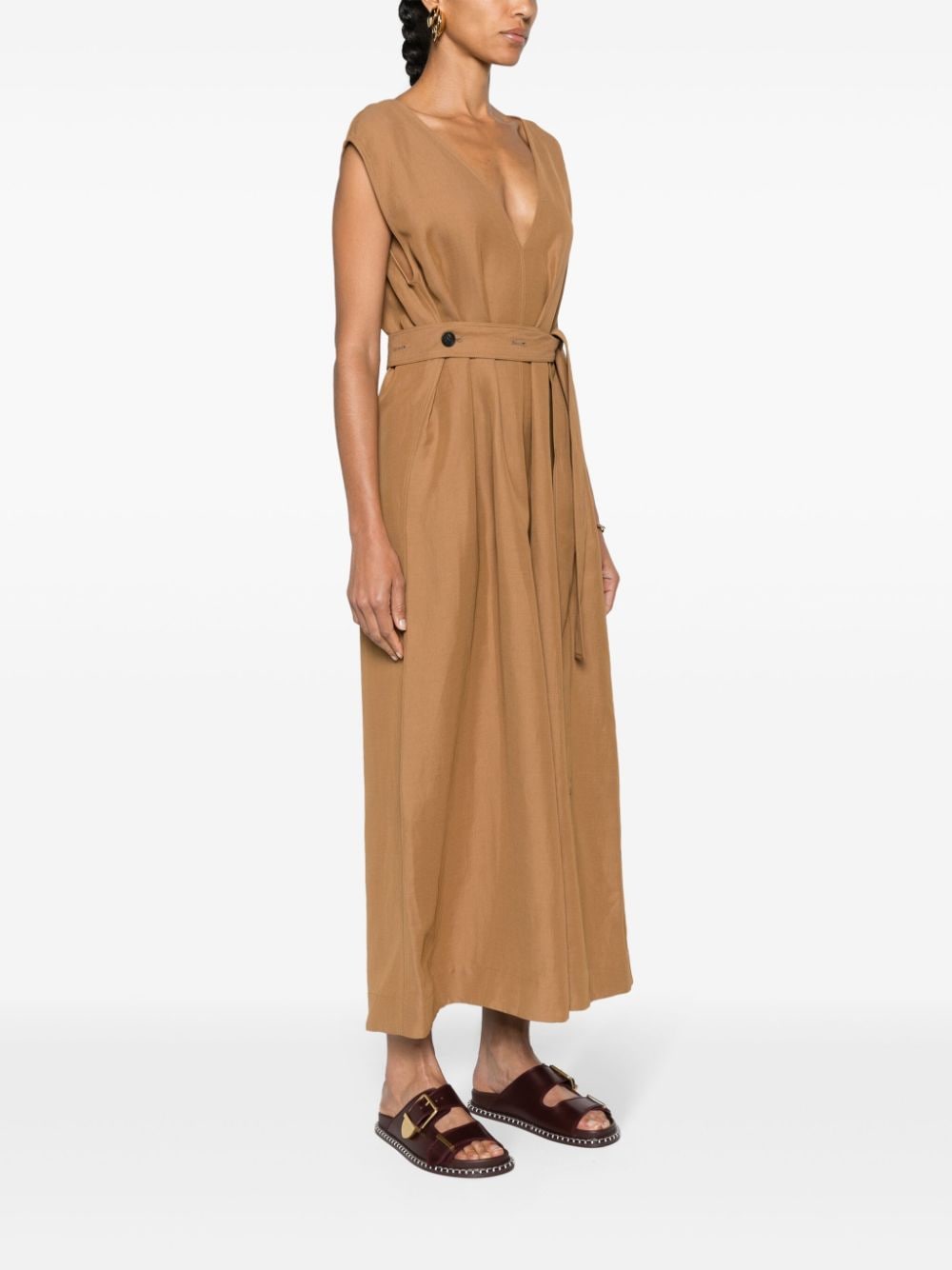 FABIANA FILIPPI Women's Sand Beige A-Line Dress with Detachable Belt