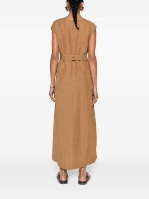 FABIANA FILIPPI Women's Sand Beige A-Line Dress with Detachable Belt