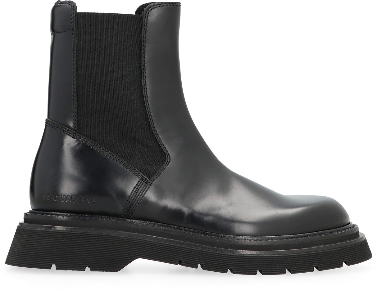 DSQUARED2 Men's Leather Chelsea Boots in Black for FW23