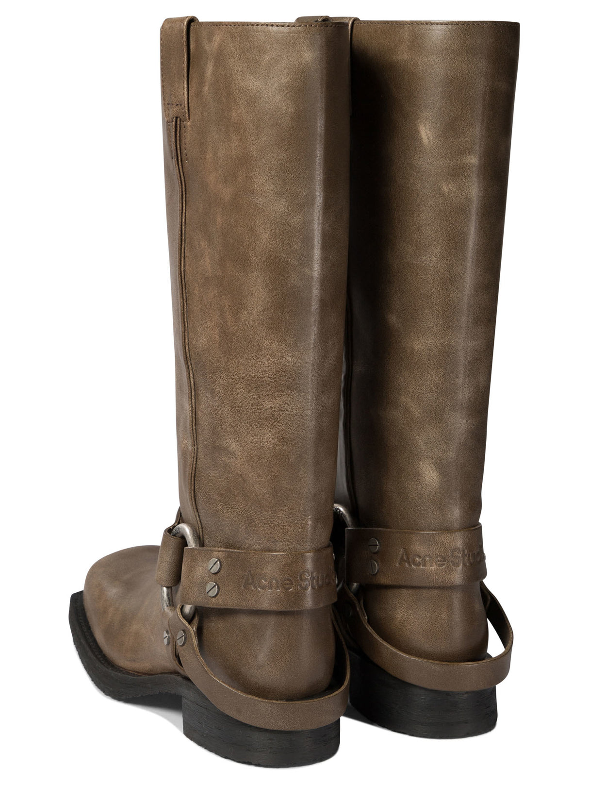 ACNE STUDIOS Chic Beige Leather Buckle Boots