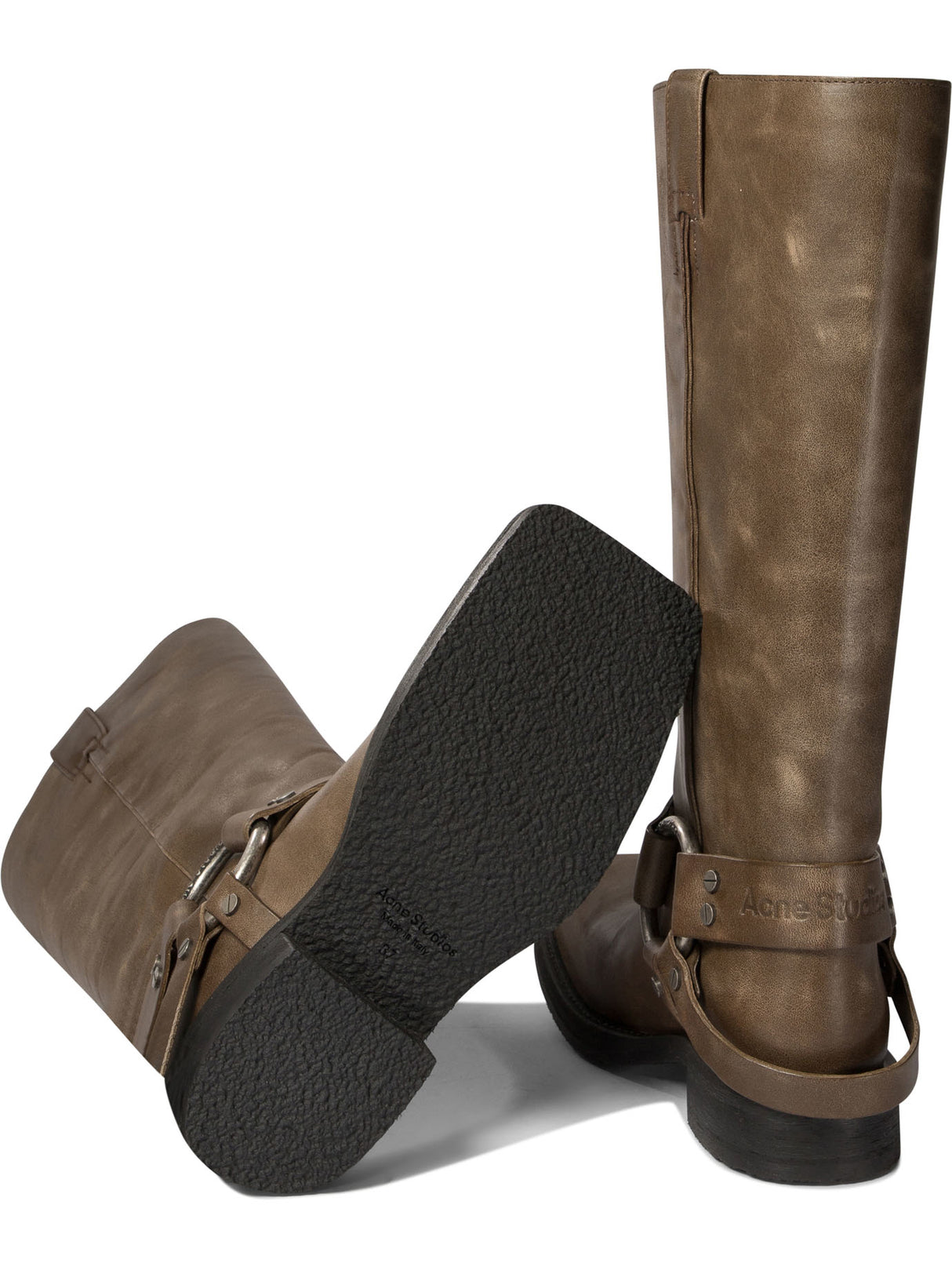 ACNE STUDIOS Chic Beige Leather Buckle Boots