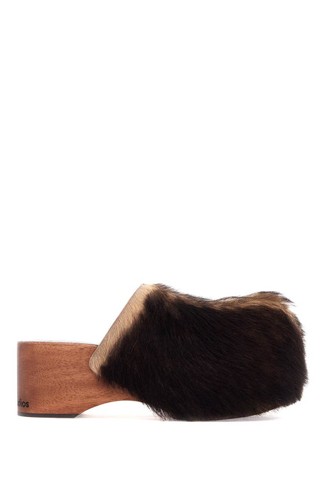 ACNE STUDIOS Two-Tone Pony Hair Wooden Clogs