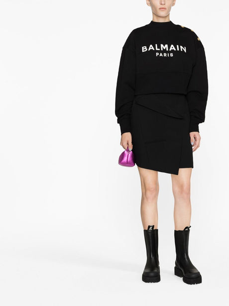 BALMAIN Modern Classic Logo Sweatshirt in Noir/Blanc