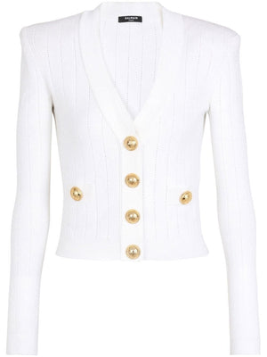 BALMAIN Cozy Knit Crop Cardigan for Women - Modern and Chic