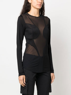 BALMAIN Semi-Sheer Panelled Top for Modern Evening Look