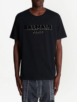 BALMAIN Foil and Flock T-Shirt for Men - SS23 Collection