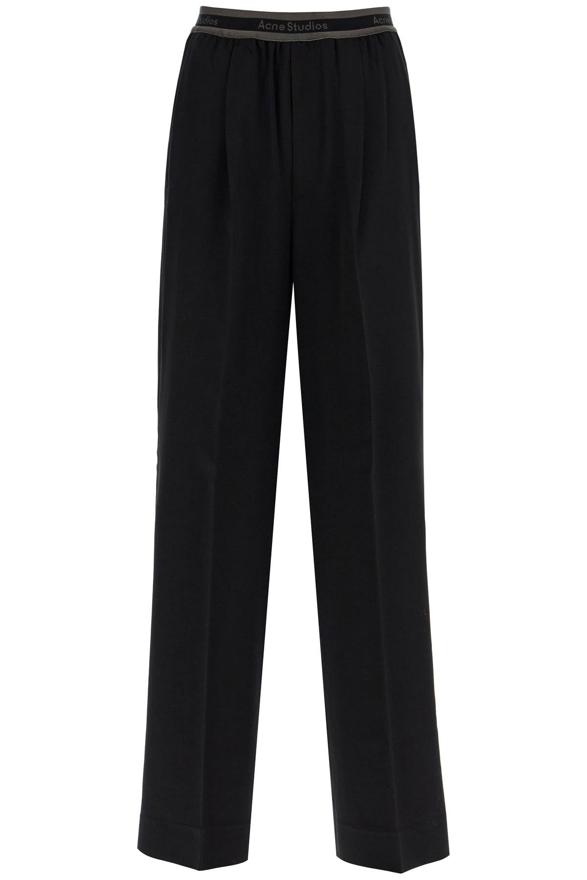 ACNE STUDIOS Elegant Wide-Leg Twill Pants with Stretch Waistband