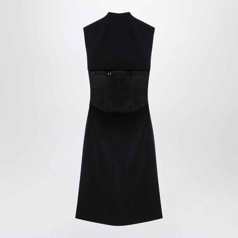 MAX MARA SPORTMAX Sleeveless Black Wool Blend Dress