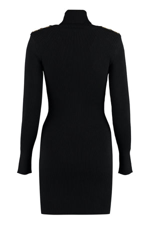 ELISABETTA FRANCHI Knit Turtleneck Dress in Black for Women - FW23 Collection