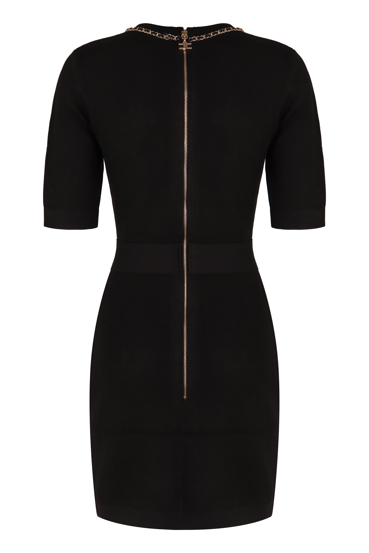 ELISABETTA FRANCHI Chic Chain-Trimmed Mini Dress