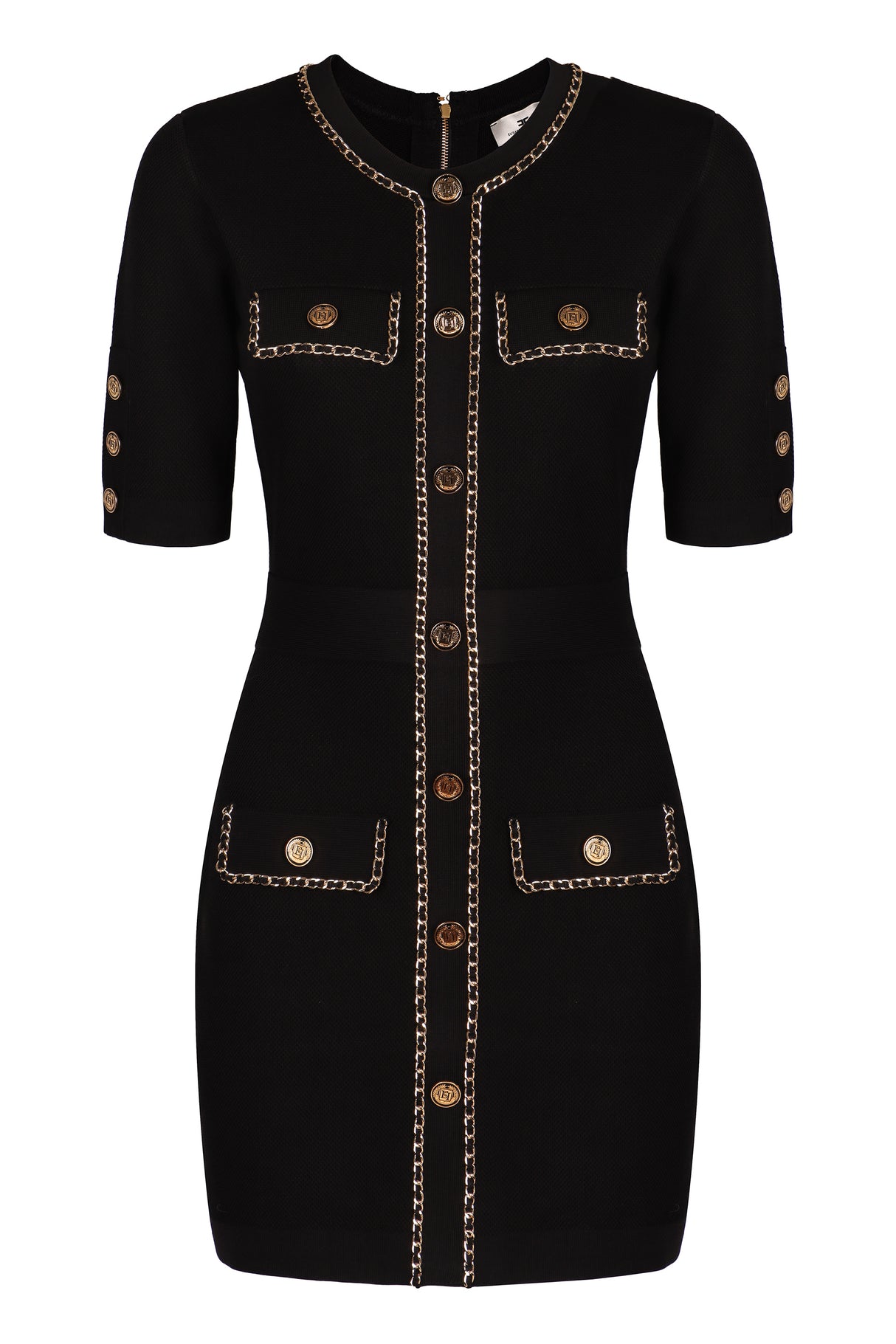 ELISABETTA FRANCHI Embellished Button Slim Fit Dress